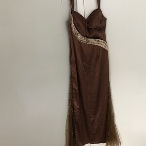 Ladies Maxi Dress Gown Bronze Size 12